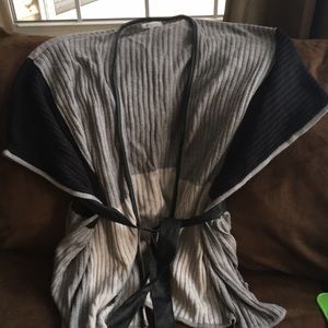 Oversized grey and black poncho